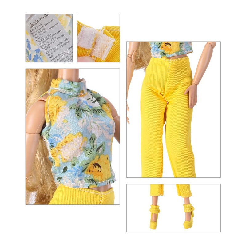 E-TING Lot 10 Items = 5 Sets Doll Clothes Casual Wear Outfit Tops Pants with 5 Pair Shoes Accessories for 11.5 Inch Doll (Style C) - Image 4